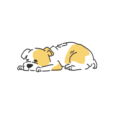 お留守番中の犬のイラスト