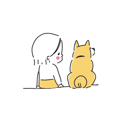 犬と過ごす飼い主のイラスト
